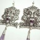 8CT genuine amethyst Bacchus medieval huge nouveau style drop earrings