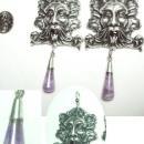 8CT genuine amethyst Bacchus medieval huge nouveau style drop earrings