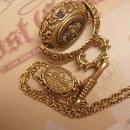 Medusa Flip fob jeweled SLide necklace with miraculous medal