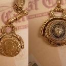 Medusa Flip fob jeweled SLide necklace with miraculous medal