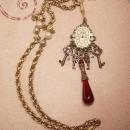 Jeweled Gypsy Gothic Steampunk Drop Necklace with keys to the castle