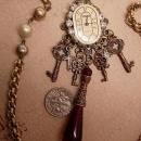 Jeweled Gypsy Gothic Steampunk Drop Necklace with keys to the castle