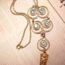 Gold filled OUR Lady Gilt MEdal jeweled vintage necklace