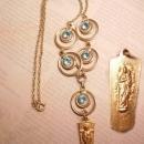 Gold filled OUR Lady Gilt MEdal jeweled vintage necklace