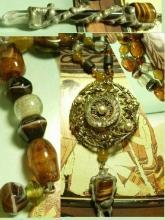 Healing Crystal Renaissance semi precious agate glass necklace Dramatic medieval Maiden