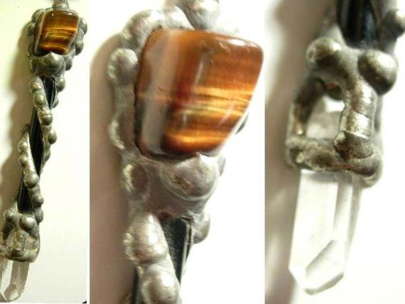 Healing Crystal Renaissance semi precious agate glass necklace Dramatic medieval Maiden