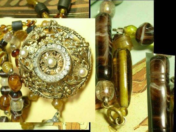 Healing Crystal Renaissance semi precious agate glass necklace Dramatic medieval Maiden