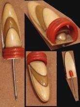 DECO FINGER celluloid bizarre hat stickpin