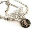 HUGE Bizarre Cleopatra Gothic Spider stone Butterfly reversible necklace