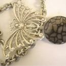 HUGE Bizarre Cleopatra Gothic Spider stone Butterfly reversible necklace