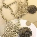 HUGE Bizarre Cleopatra Gothic Spider stone Butterfly reversible necklace