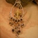 Gothic MEdieval chandelier Cross drop rhinestone earrings
