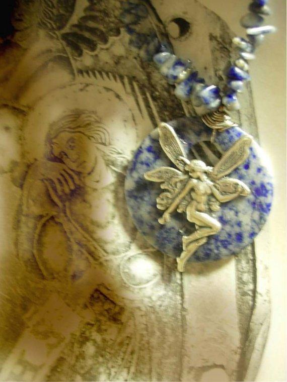Irish Fairy Nymph Lapis talisman necklace of Goddess Aine