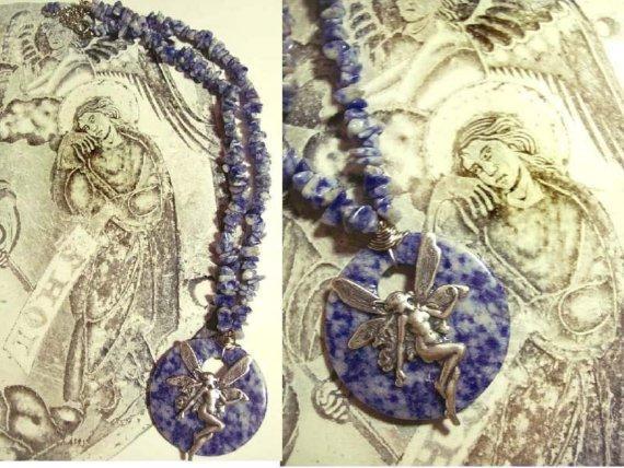 Irish Fairy Nymph Lapis talisman necklace of Goddess Aine