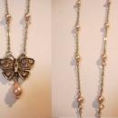 Pearl Drop figural Butterfly Edwardian style feminine necklace