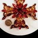 4 INCH Huge BROOCH Maltese Cross Marquise layered rhinestones STUNNING