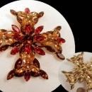 4 INCH Huge BROOCH Maltese Cross Marquise layered rhinestones STUNNING