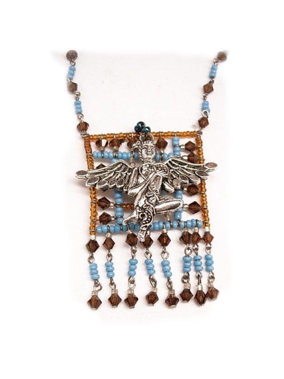 Exotic Asian Goddess glass beaded Tassle necklace