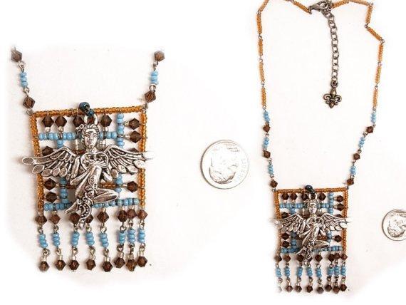 Exotic Asian Goddess glass beaded Tassle necklace