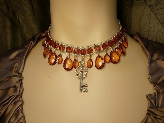 Dripping in prisms skeleton Key Choker necklace festoon renaisssance