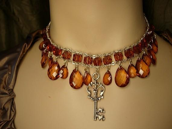 Dripping in prisms skeleton Key Choker necklace festoon renaisssance