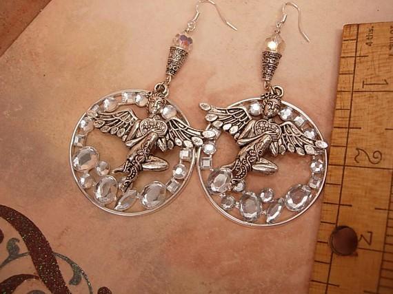Reserved for moon Winged Goddess in the stars Earrings
