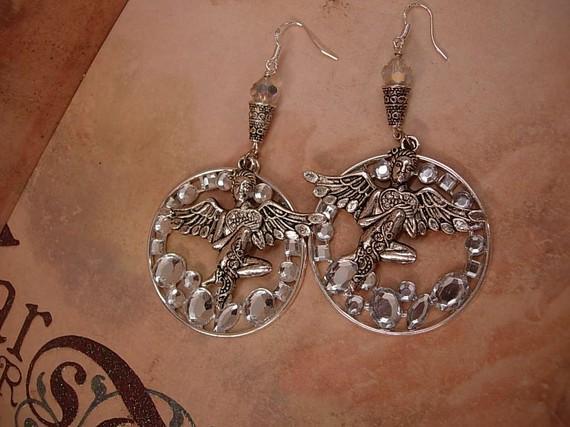 Reserved for moon Winged Goddess in the stars Earrings