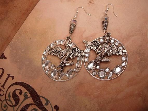Reserved for moon Winged Goddess in the stars Earrings