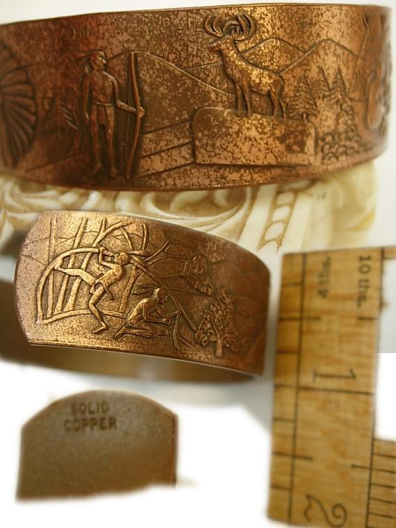 Unusual Indian Story telling bracelet cuff with Chief and warriors