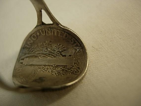 Vintage 1920 Mercury RING with winged God in sterling Liberty Dime Coin Jewelry size 6 1/2