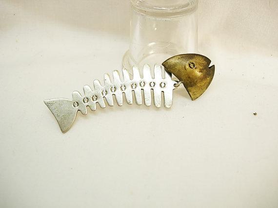 Sleeping With the Fishes Mob Earrings Vintage sterling signed skeletons