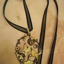 ANtique Saint de' espirit Necklace Holy dove in gold and japanned black metal