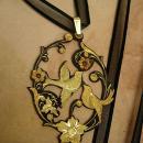 ANtique Saint de' espirit Necklace Holy dove in gold and japanned black metal