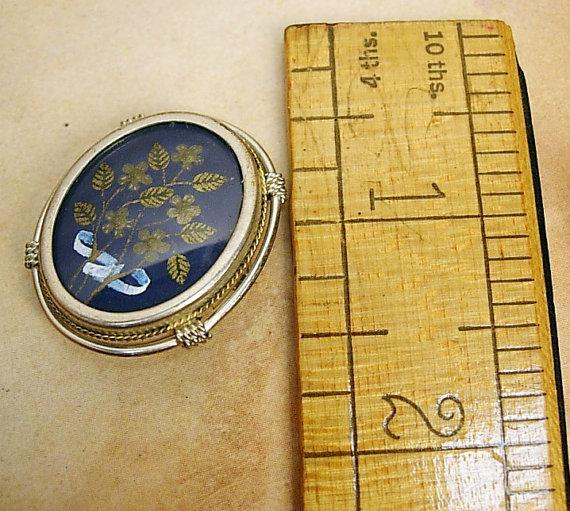 VIntage Memorial victorian brooch pendant 800 silver handpainted