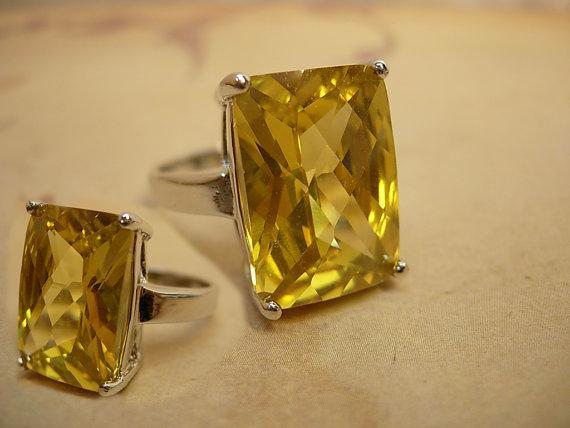 15ct Citrine huge DEco style statement ring sterling setting