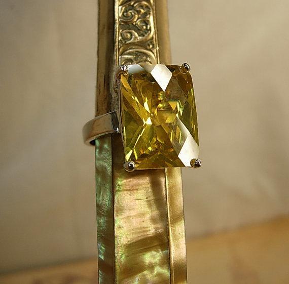 15ct Citrine huge DEco style statement ring sterling setting