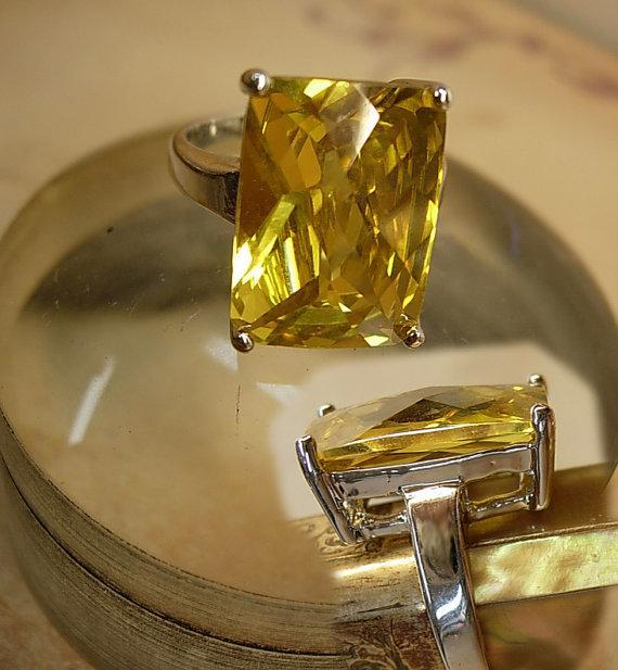 15ct Citrine huge DEco style statement ring sterling setting