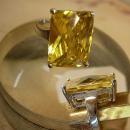 15ct Citrine huge DEco style statement ring sterling setting