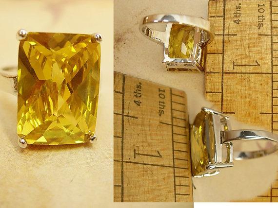 15ct Citrine huge DEco style statement ring sterling setting