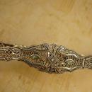 Art Deco sterling pearl emerald bracelet Vintage hinged with open metal work
