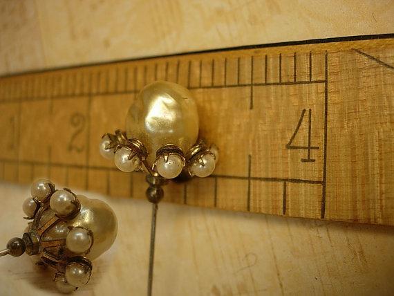ANtique Pearl Hatpin huge baroque faux pearl top