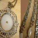 Vintage Deco Style MOP necklace with marcasites and faux pearls