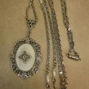 Vintage Deco Style MOP necklace with marcasites and faux pearls