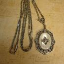 Vintage Deco Style MOP necklace with marcasites and faux pearls
