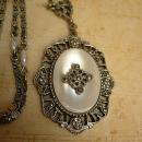 Vintage Deco Style MOP necklace with marcasites and faux pearls