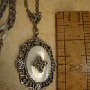 Vintage Deco Style MOP necklace with marcasites and faux pearls