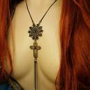 Gothic necklace BLack rhinestones gothic cross long tassels costume jewelry