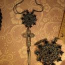 Gothic necklace BLack rhinestones gothic cross long tassels costume jewelry