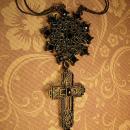 Gothic necklace BLack rhinestones gothic cross long tassels costume jewelry