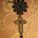 Gothic necklace BLack rhinestones gothic cross long tassels costume jewelry